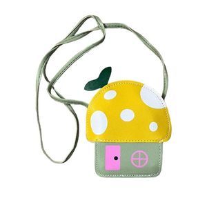 SHEIN Yellow Mushroom Crossbody Bag with Green Strap and Pink Door
